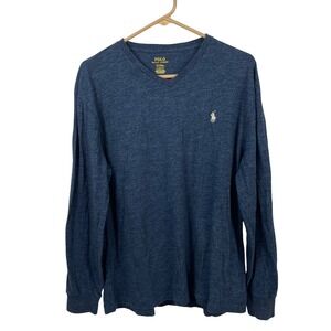 Polo Ralph Lauren Mens‎ Classic Fit V-Neck Long Sleeve T-Shirt Navy Blue Size M